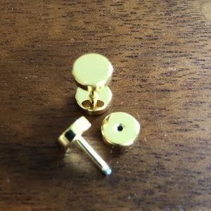 Flat back sleeper stud earrings, 18k gold plated stainless steel, 2 pair